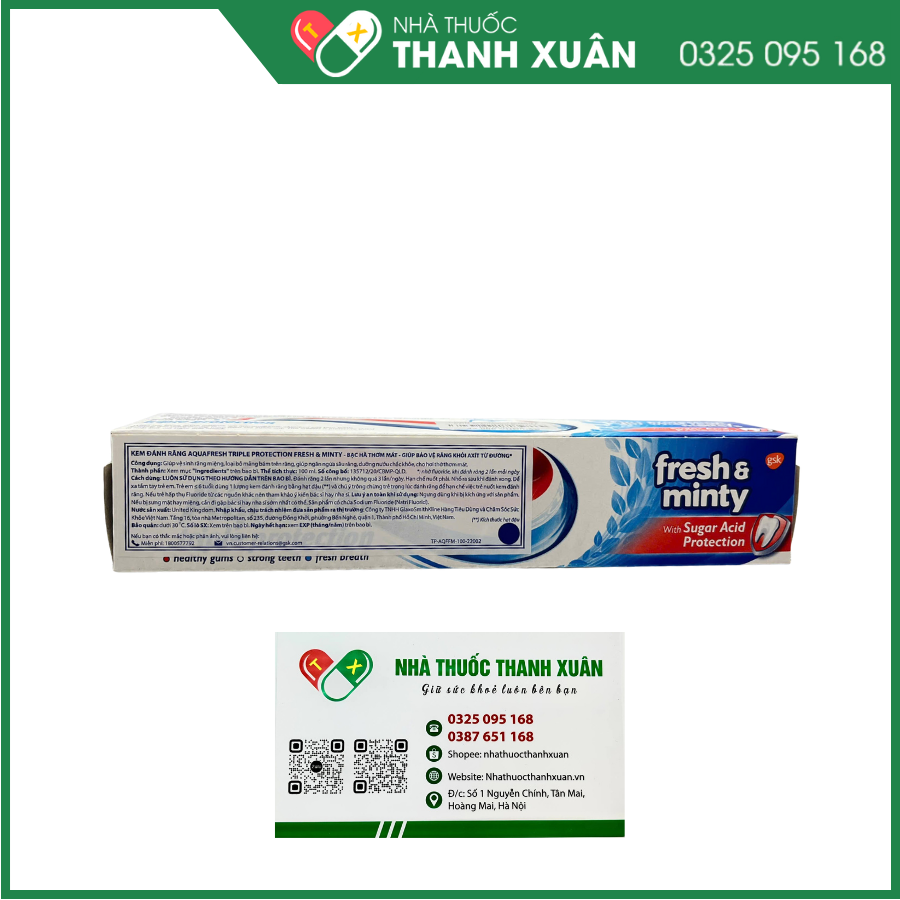 Kem đánh răng Aquafresh fresh&amp;minty khoẻ nướu, chắc răng